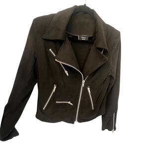 VICI Black Faux Suede Moto  Jacket. Black. Womens Size Medium. NWOT.